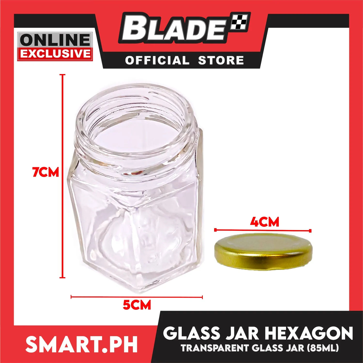 Glass Jar Container with Lid, Hexagon Design 85ml Kitchen Canisters for Coffee, Sugar, Spice and etc.