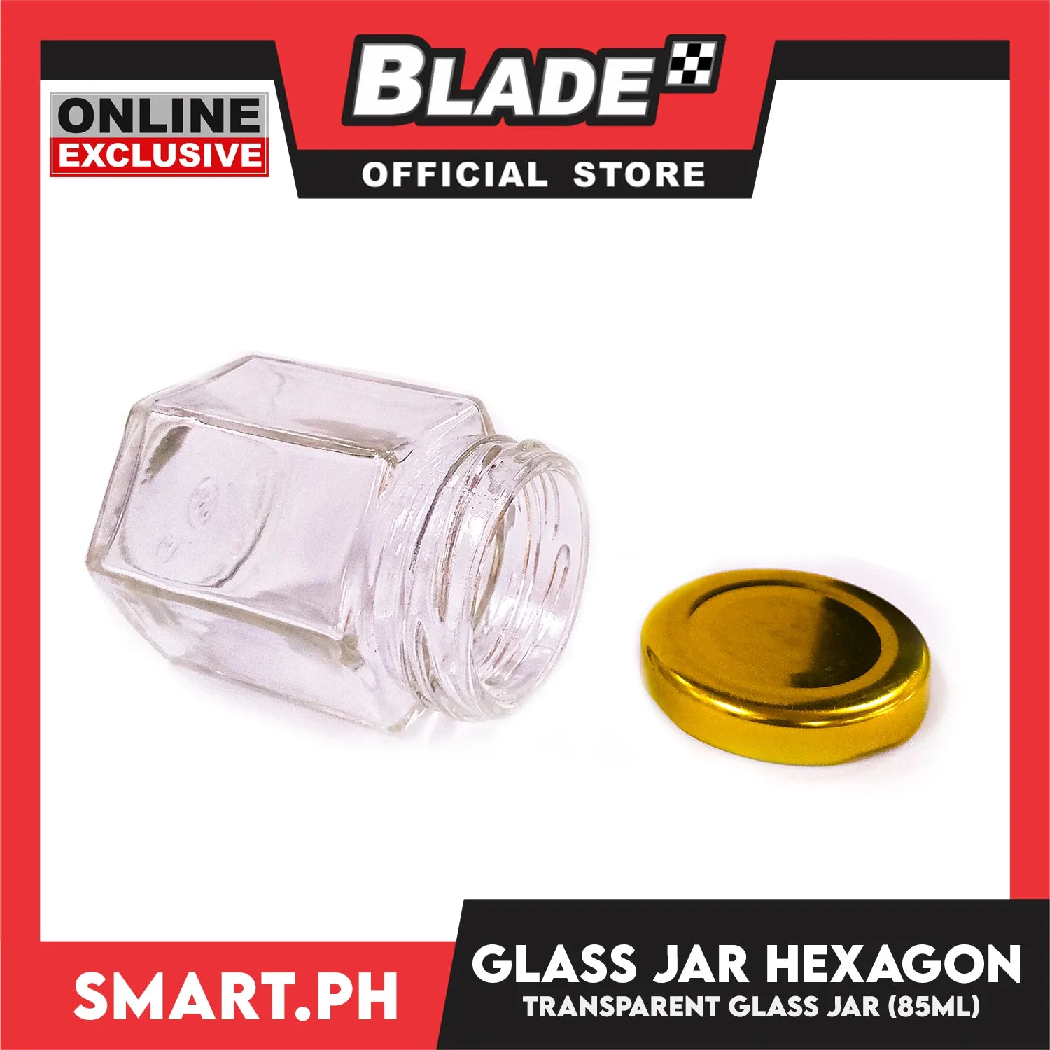 Glass Jar Container with Lid, Hexagon Design 85ml Kitchen Canisters for Coffee, Sugar, Spice and etc.