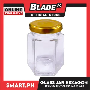 Glass Jar Container with Lid, Hexagon Design 85ml Kitchen Canisters for Coffee, Sugar, Spice and etc.