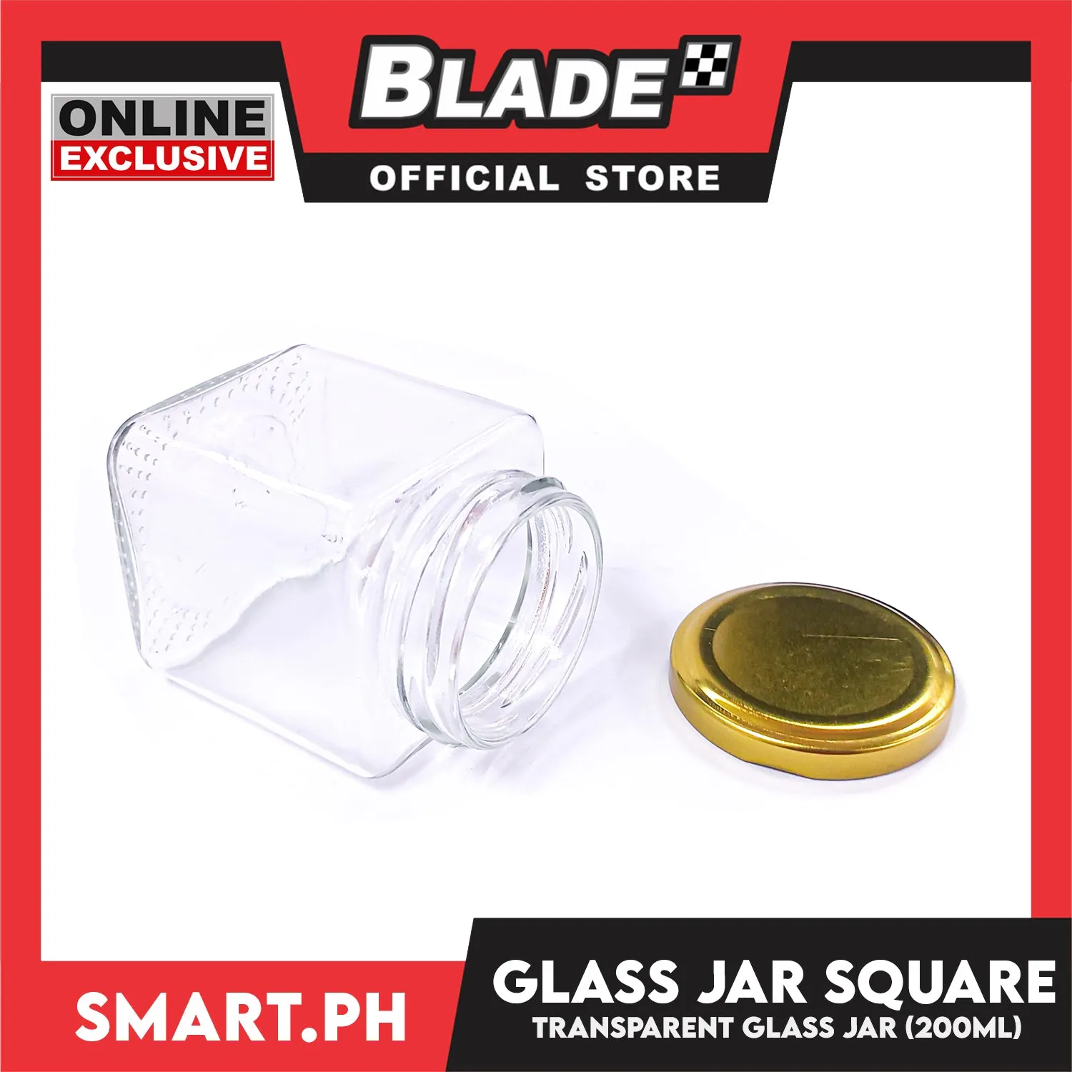 Glass Jar Container with Lid, Square Design 200ml Kitchen Canisters for Coffee, Sugar, Spice and etc.