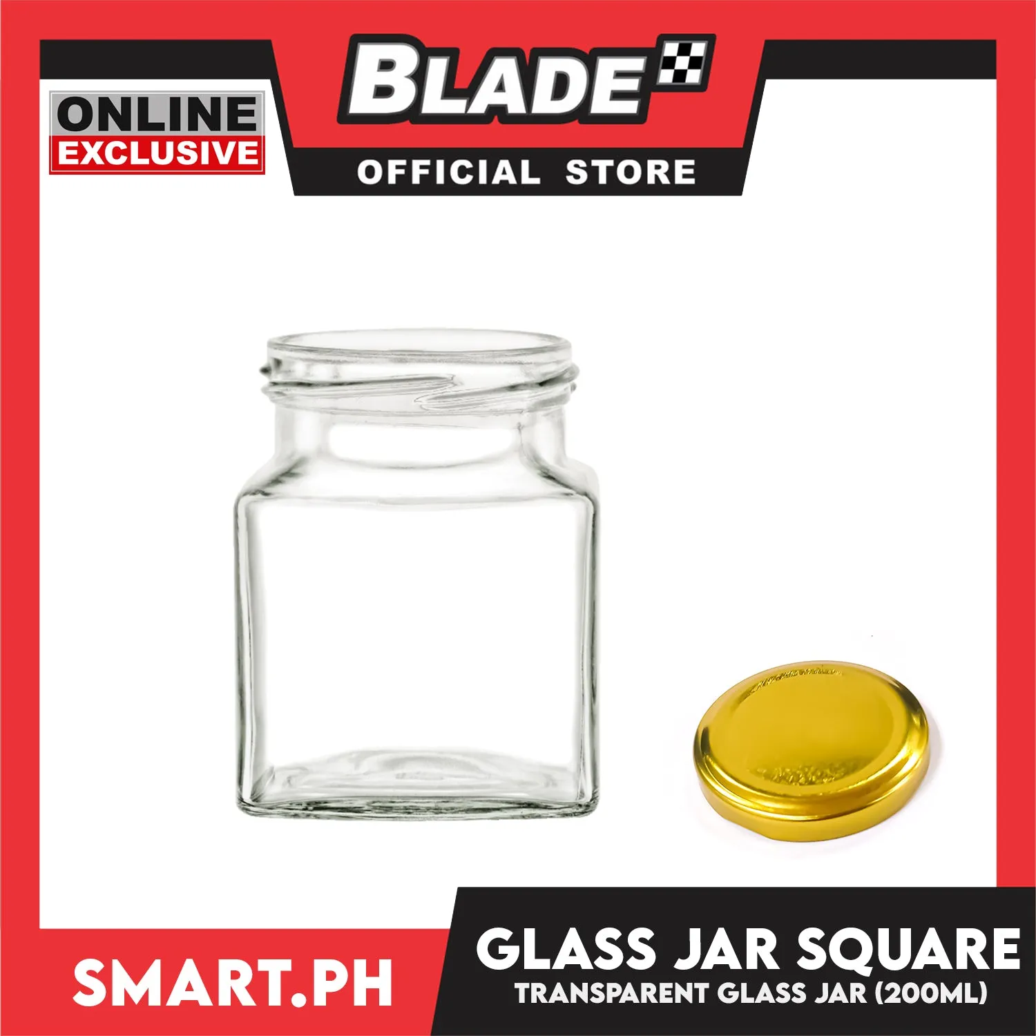 Glass Jar Container with Lid, Square Design 200ml Kitchen Canisters for Coffee, Sugar, Spice and etc.