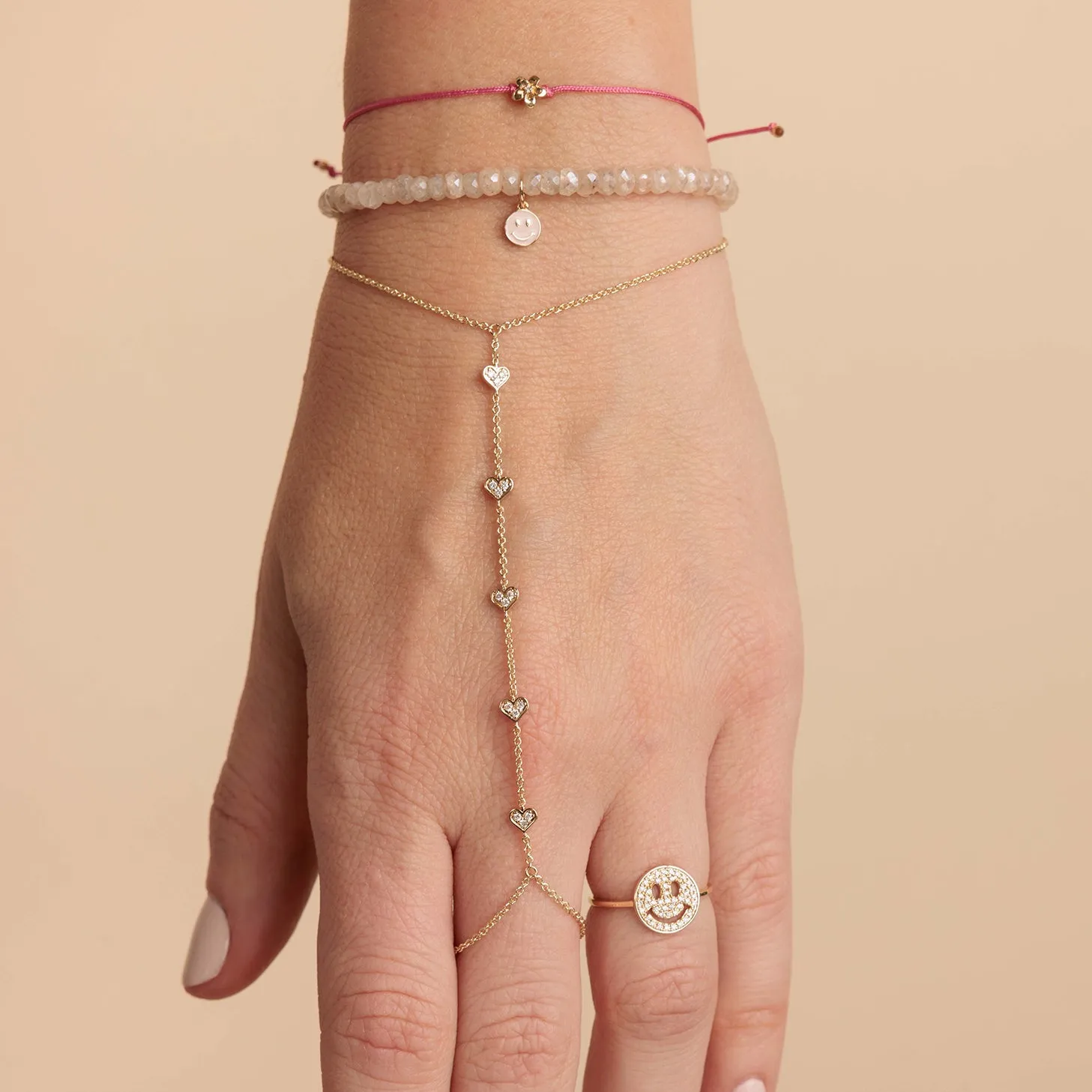 Gold & Diamond Heart Princess Bracelet