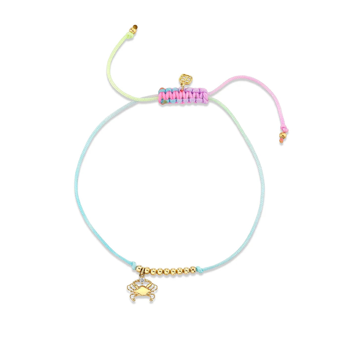 Gold & Diamond Tiny Cancer Zodiac Cord Bracelet