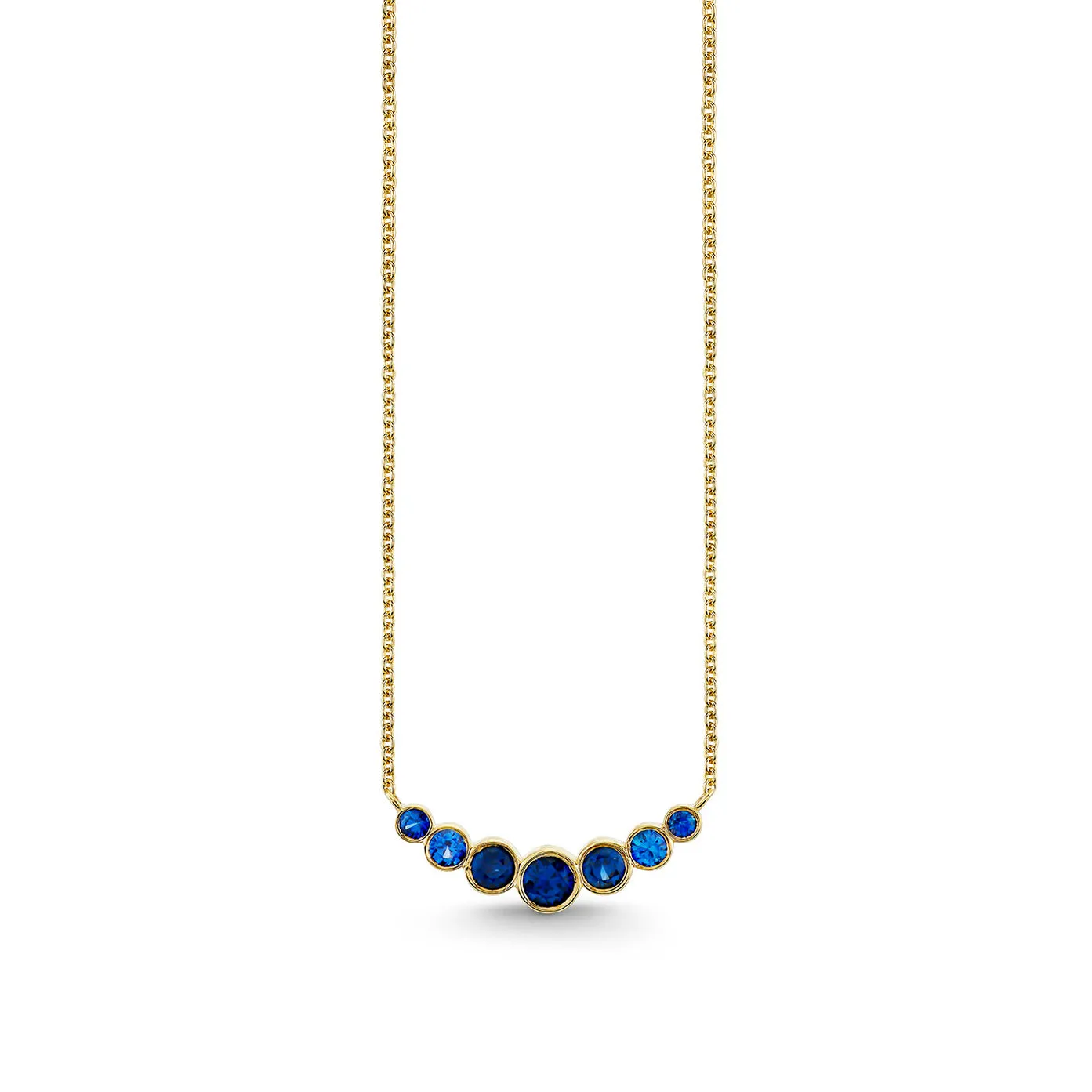 Gold & Sapphire Graduated Bezel Necklace
