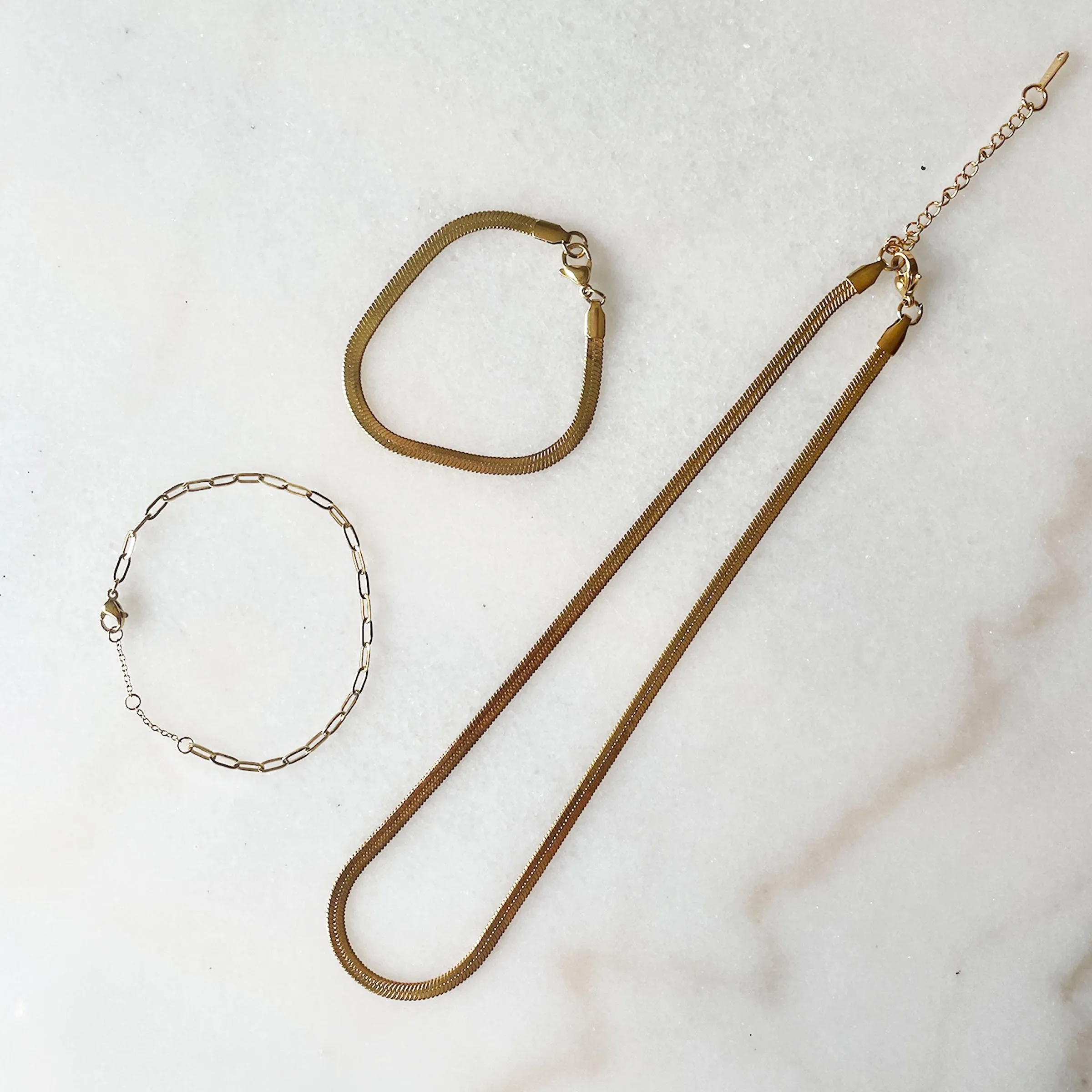 Gold Herringbone Bracelet | Waterproof | Stainless Steel