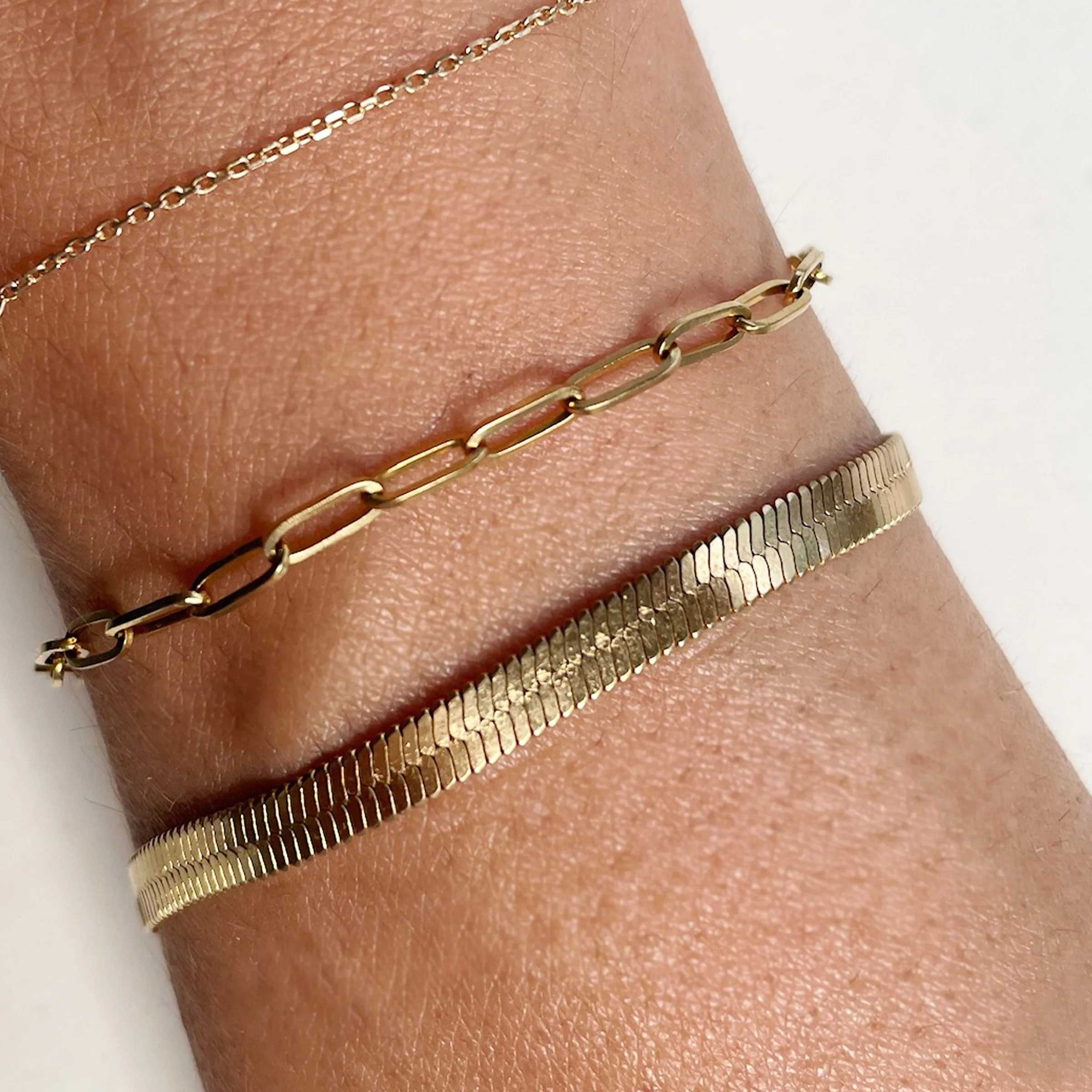 Gold Herringbone Bracelet | Waterproof | Stainless Steel