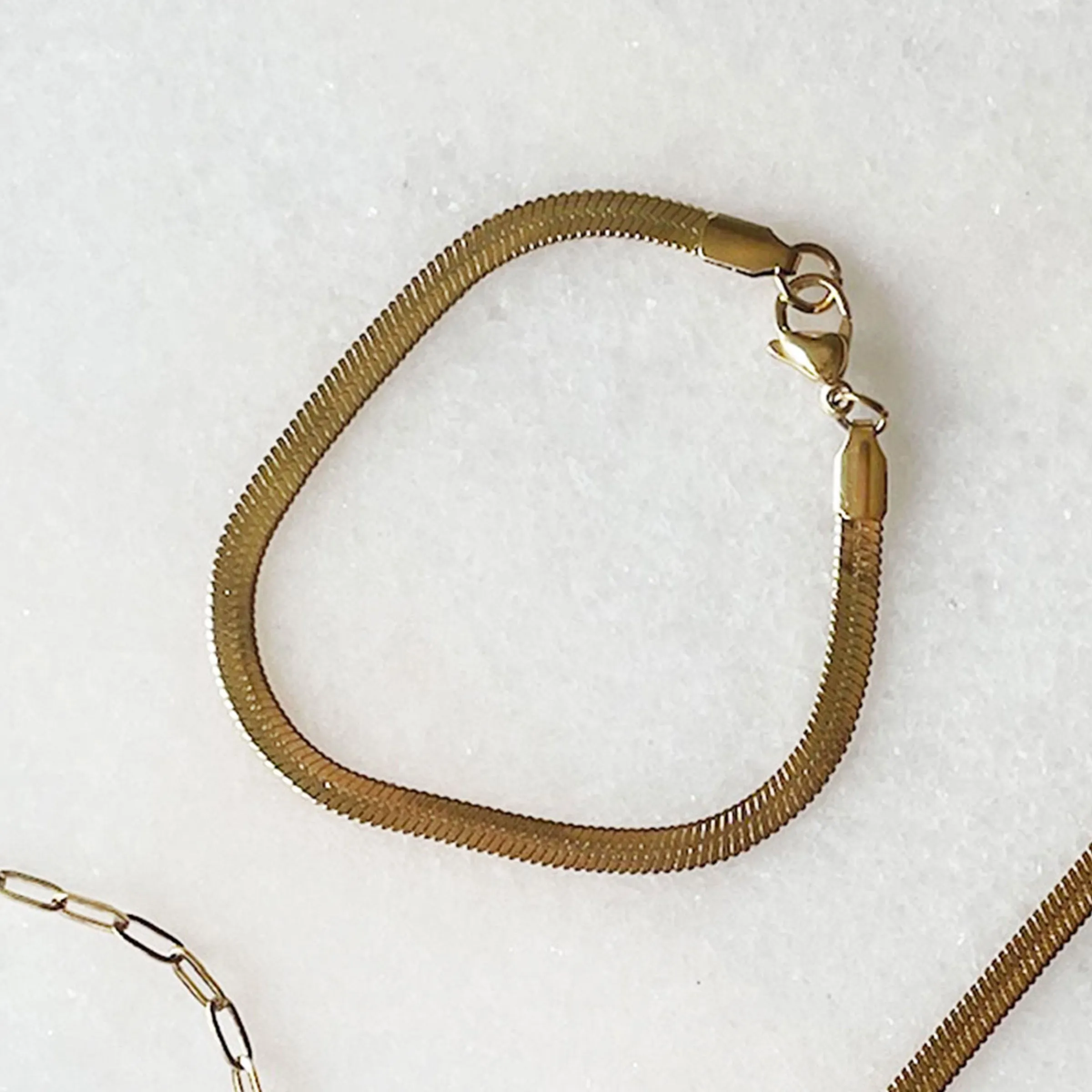 Gold Herringbone Bracelet | Waterproof | Stainless Steel