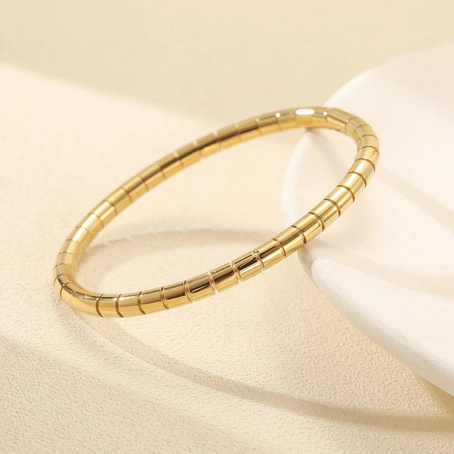 Gold stainless steel smooth surface bracelet-NSB1916STGC