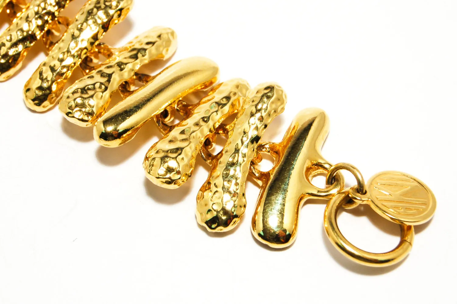 Gold Tone Wide Link Bracelet by Anne Klein