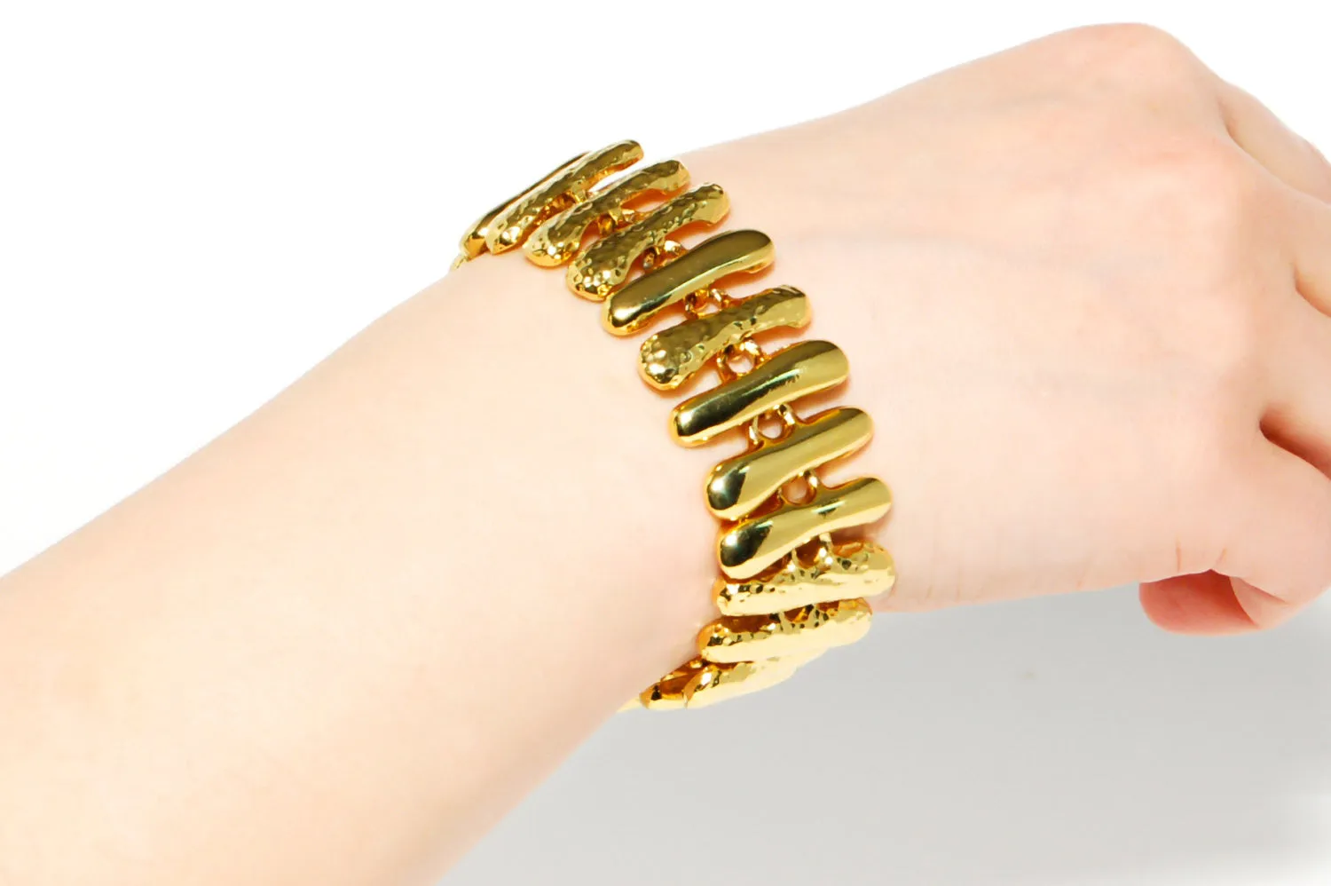Gold Tone Wide Link Bracelet by Anne Klein