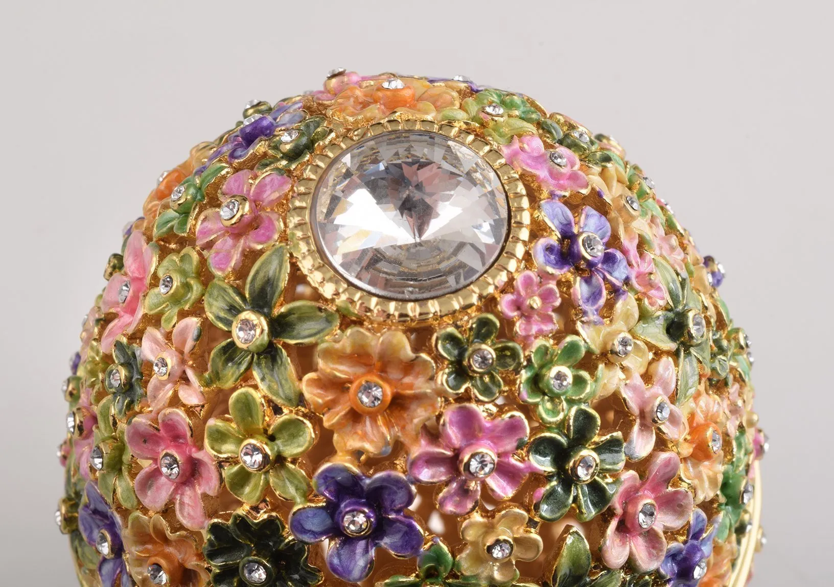 Gold with Colorful Flowers Easter Egg