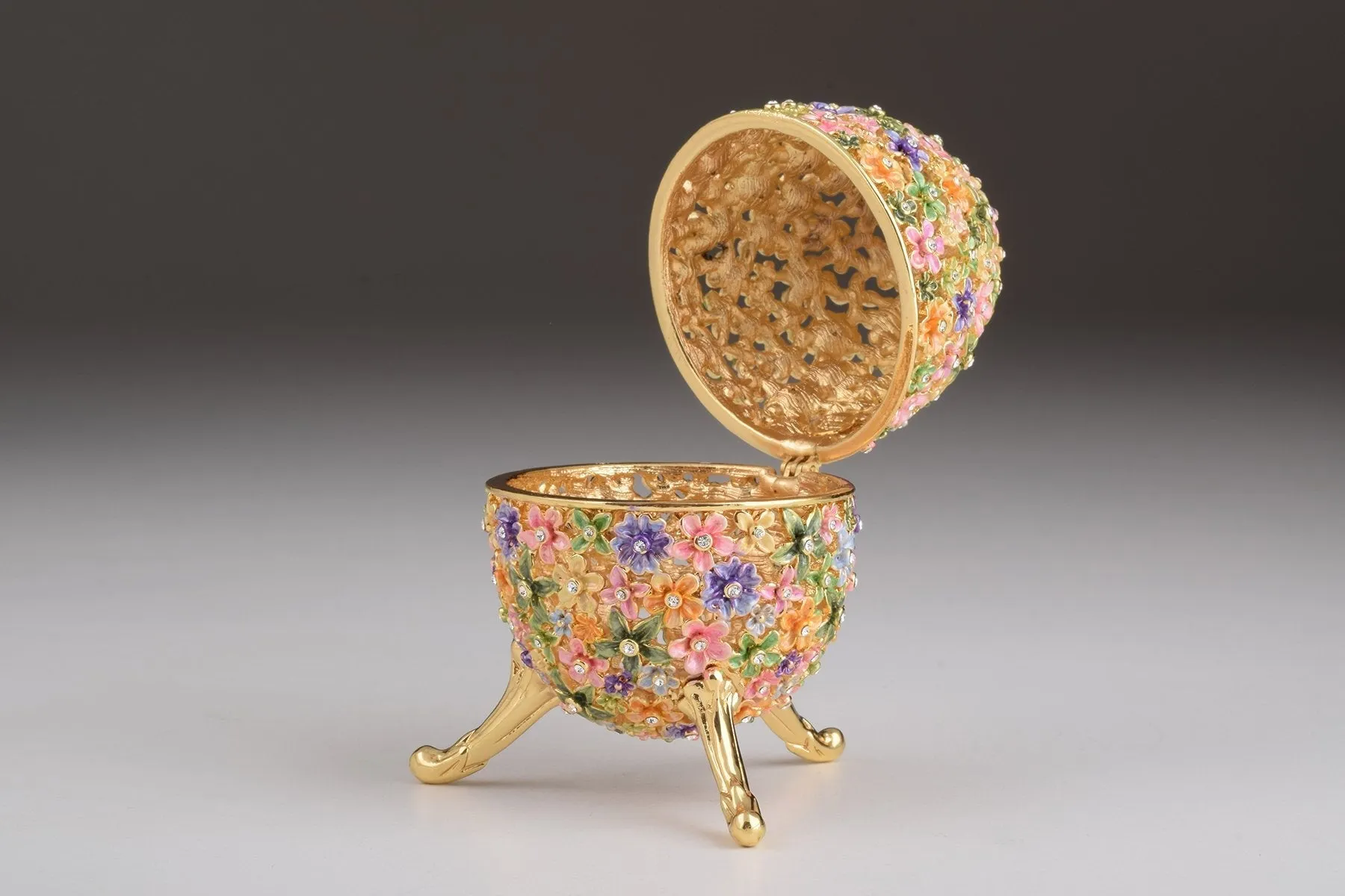 Gold with Colorful Flowers Easter Egg