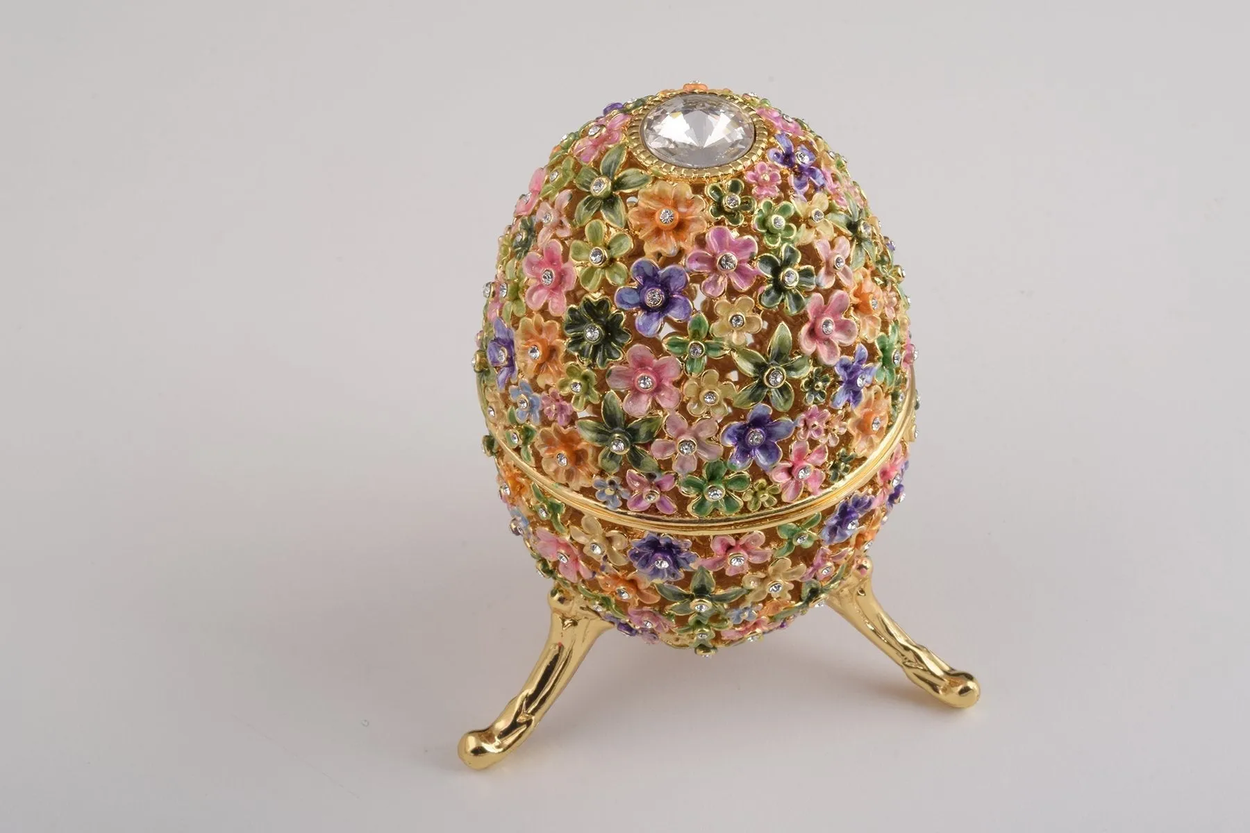 Gold with Colorful Flowers Easter Egg