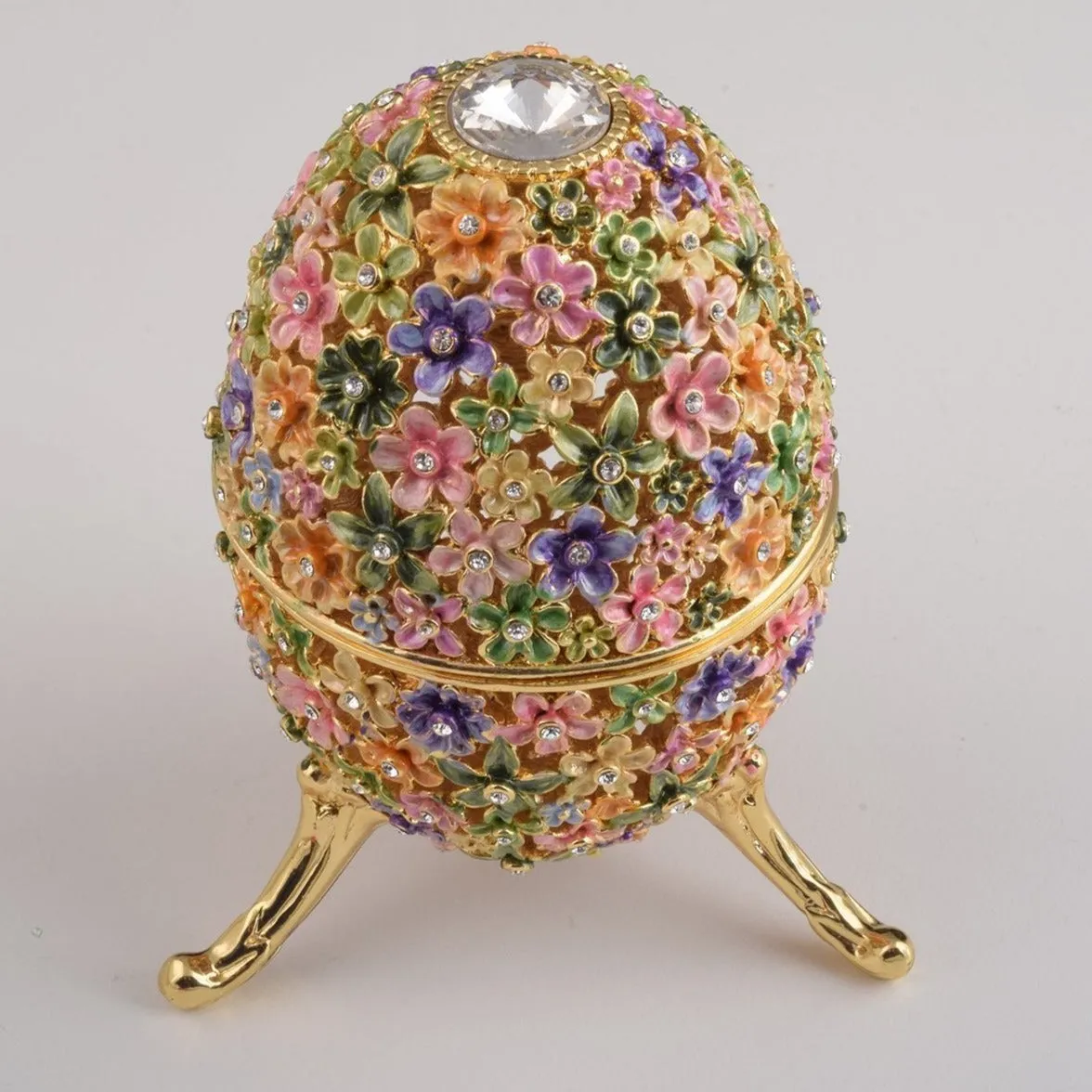 Gold with Colorful Flowers Easter Egg