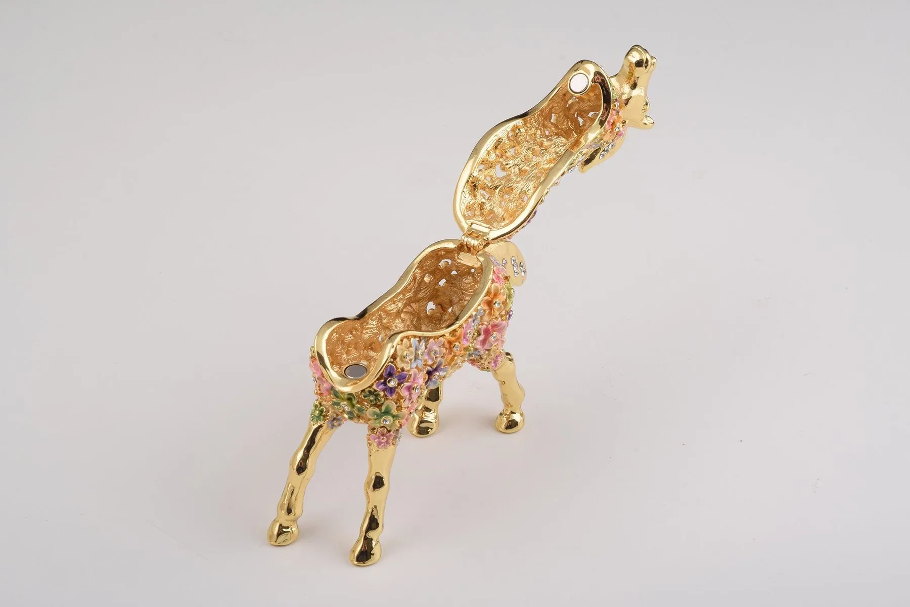 Gold with Colorful Flowers Horse Trinket Box