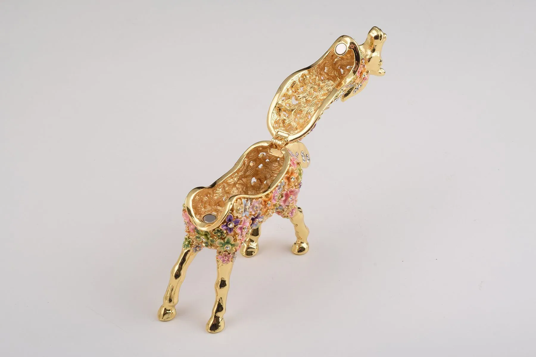 Gold with Colorful Flowers Horse Trinket Box
