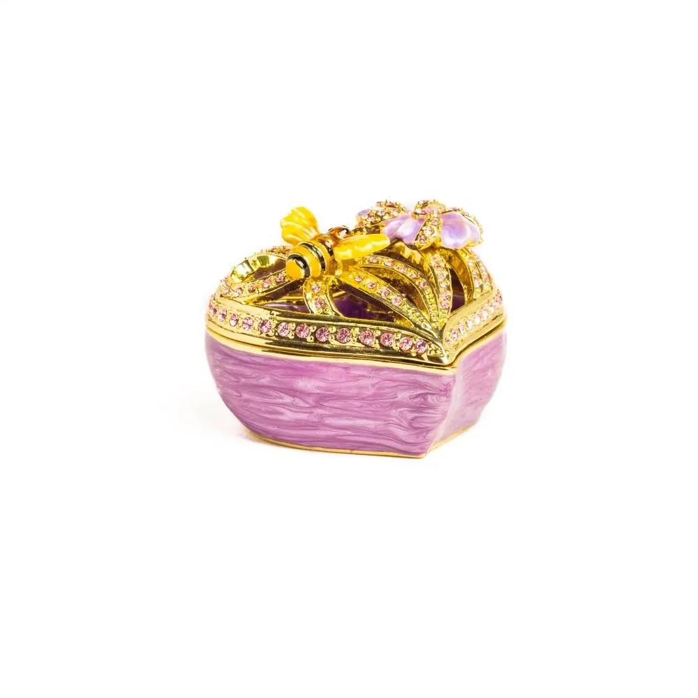 Golden Purple Heart Decorative Box