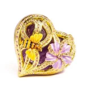 Golden Purple Heart Decorative Box