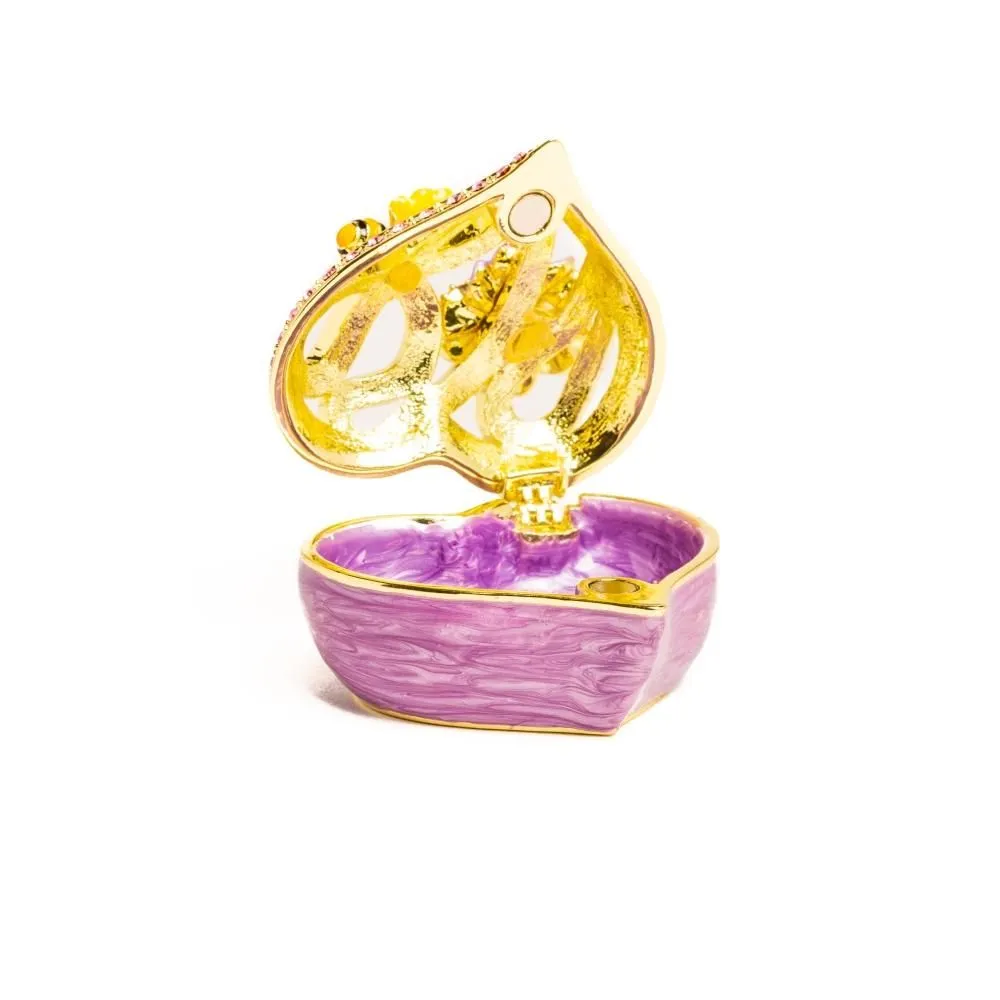 Golden Purple Heart Decorative Box