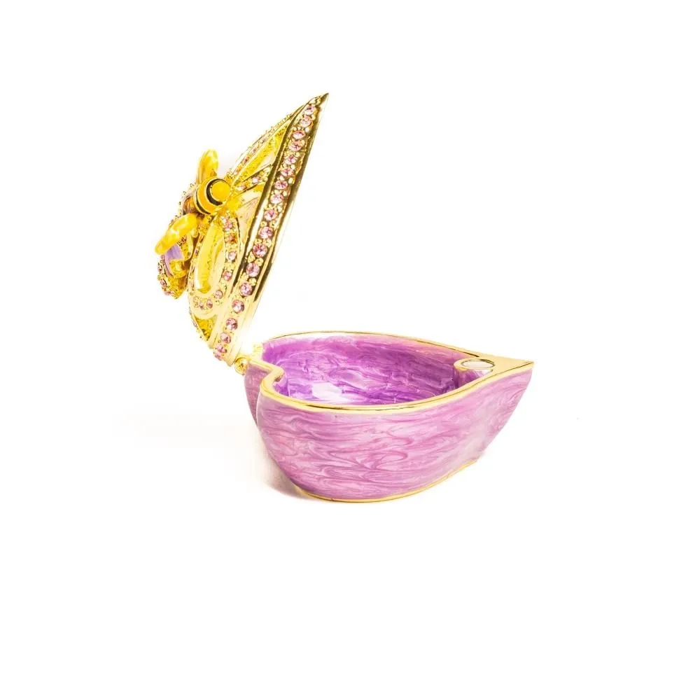 Golden Purple Heart Decorative Box