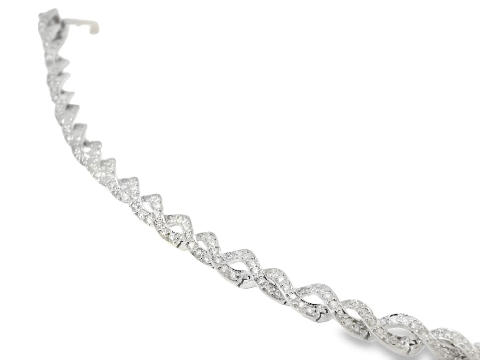 Gorgeous Braided 14K White Gold Diamond Tennis Twist Bracelet