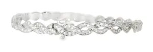 Gorgeous Braided 14K White Gold Diamond Tennis Twist Bracelet