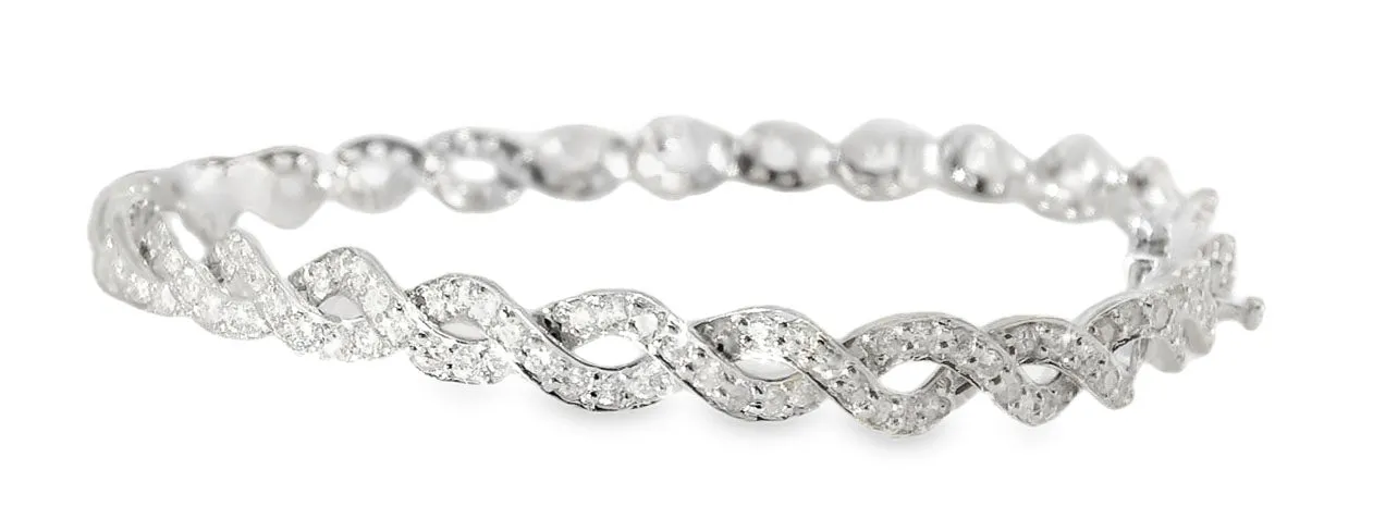 Gorgeous Braided 14K White Gold Diamond Tennis Twist Bracelet