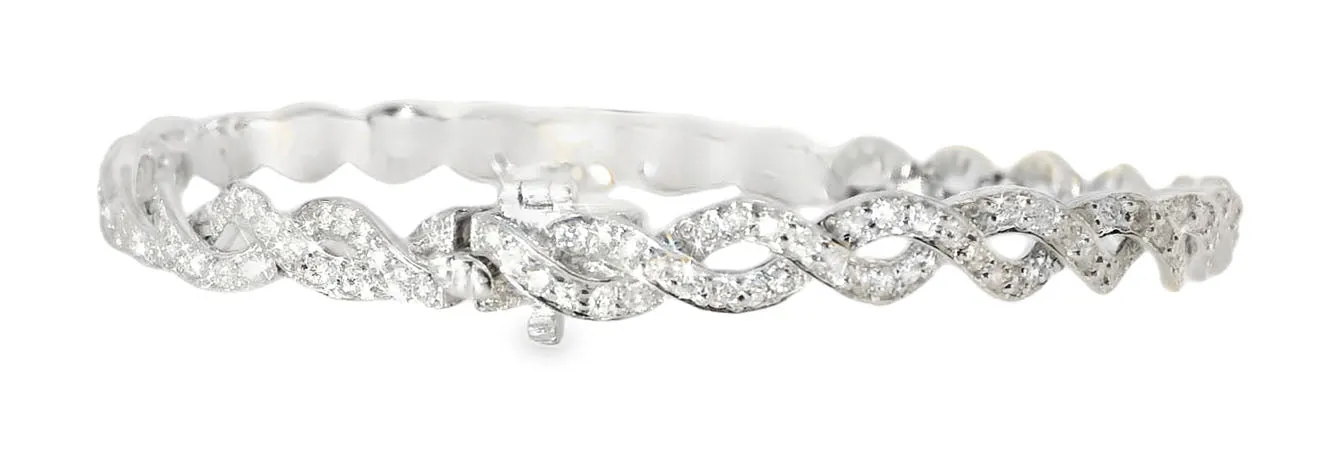 Gorgeous Braided 14K White Gold Diamond Tennis Twist Bracelet