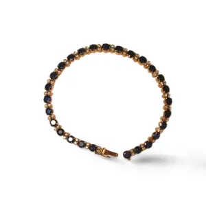 Gorgeous Estate 14K Pink Rose Gold Diamond Sapphire Tennis Bracelet