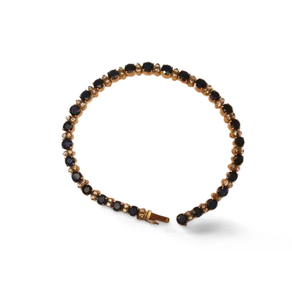 Gorgeous Estate 14K Pink Rose Gold Diamond Sapphire Tennis Bracelet