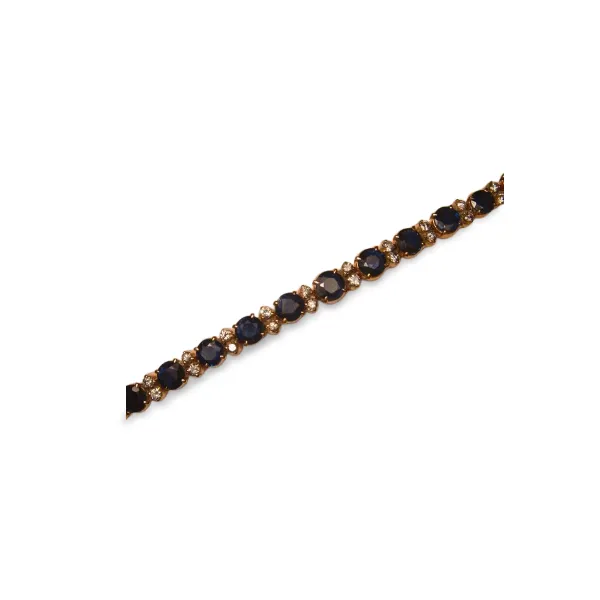 Gorgeous Estate 14K Pink Rose Gold Diamond Sapphire Tennis Bracelet
