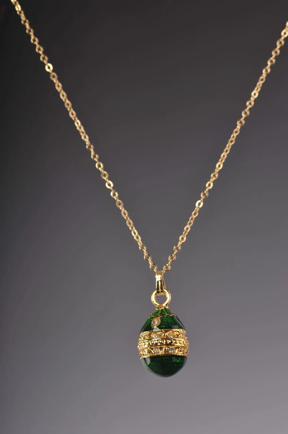Green & Gold Egg Pendant Locket Necklace