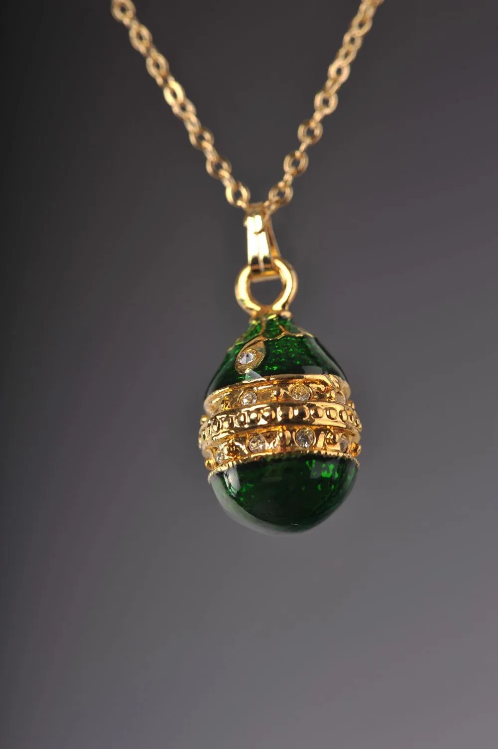 Green & Gold Egg Pendant Locket Necklace