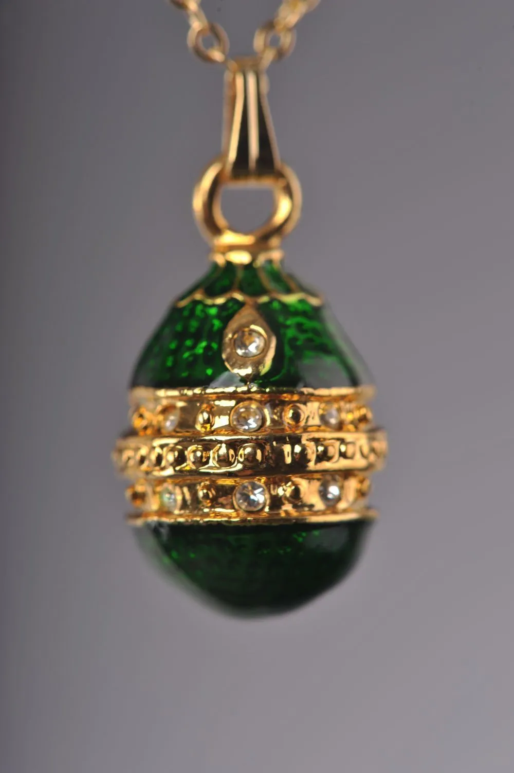 Green & Gold Egg Pendant Locket Necklace
