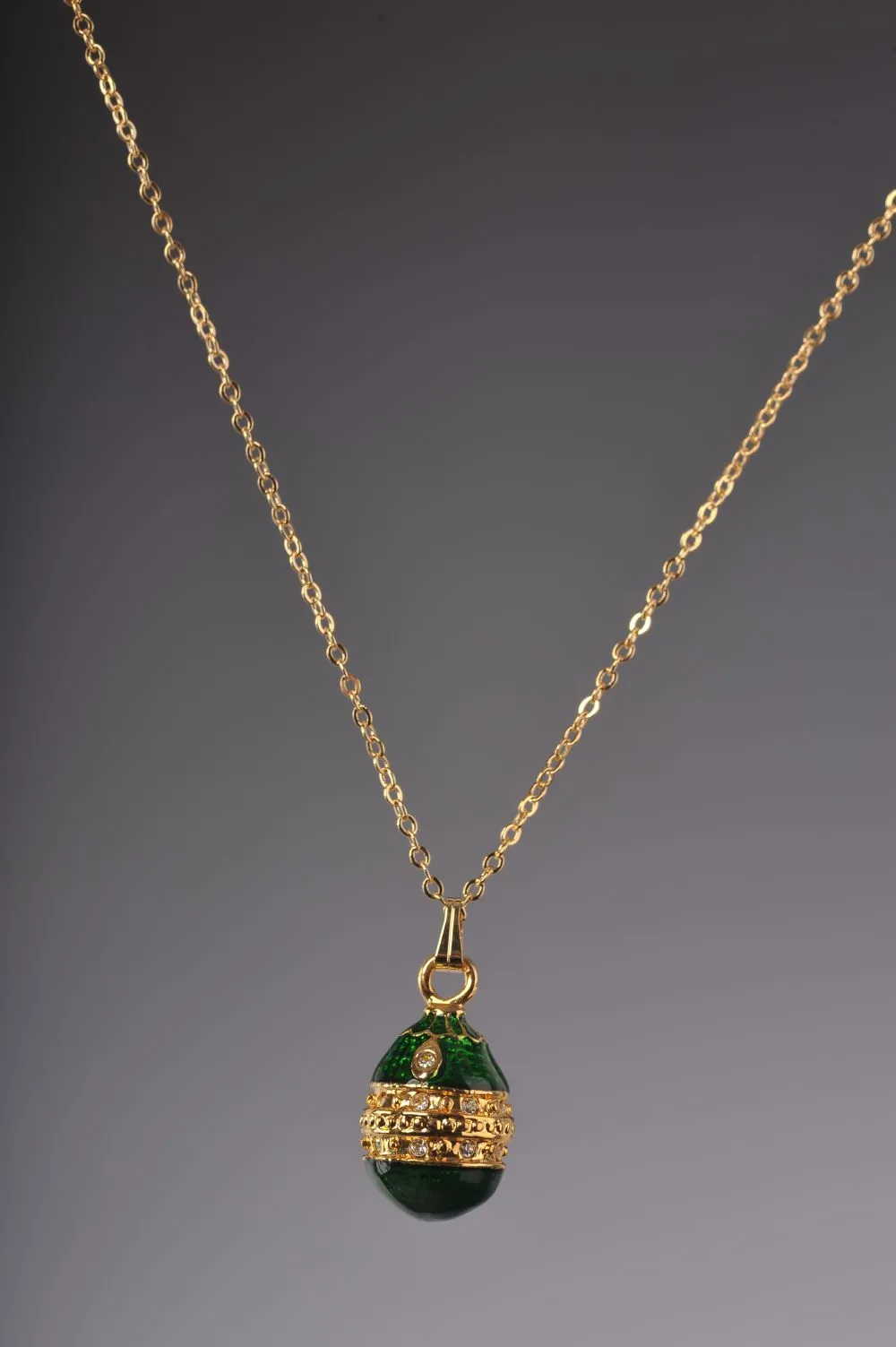 Green & Gold Egg Pendant Locket Necklace