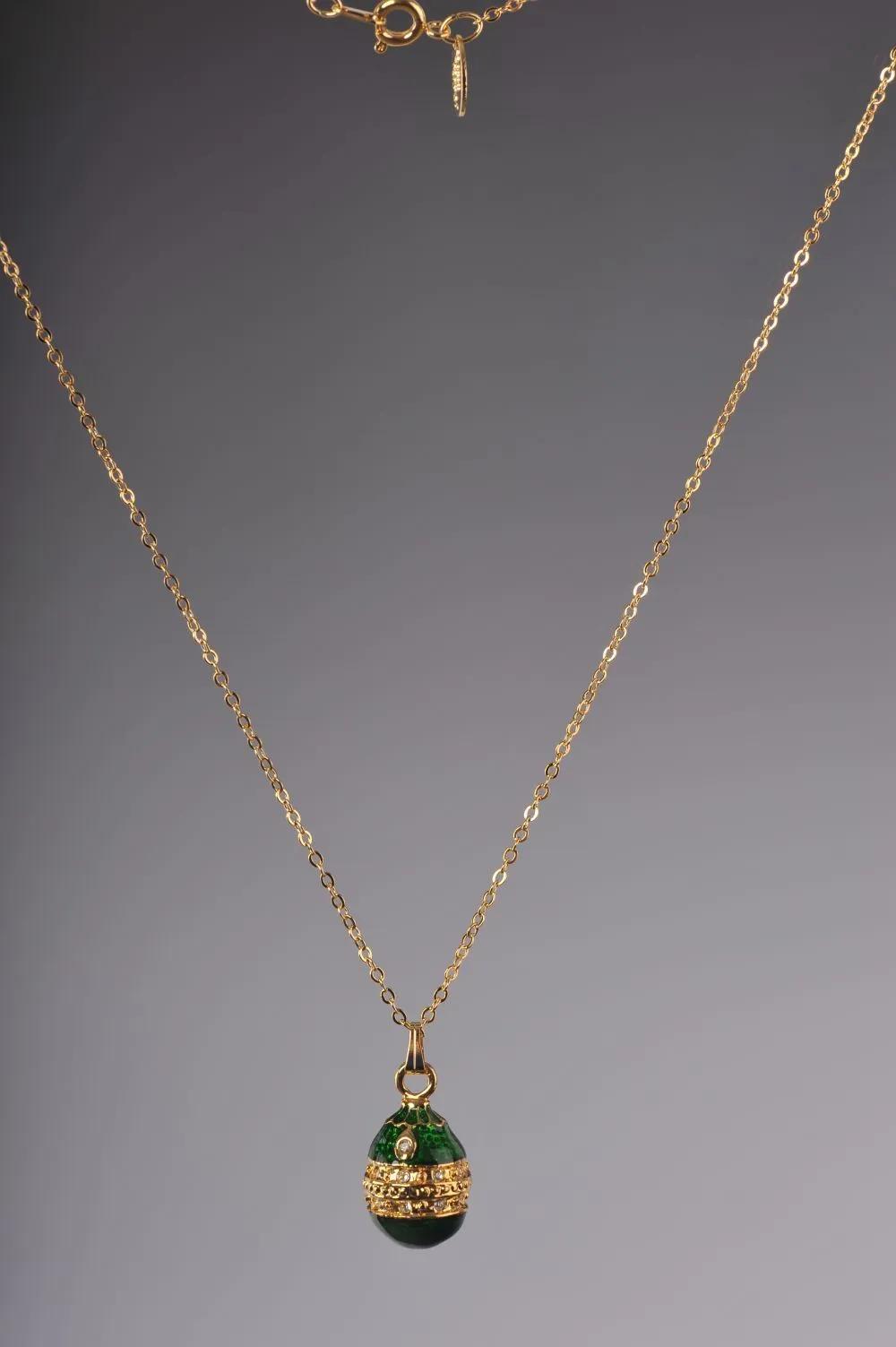 Green & Gold Egg Pendant Locket Necklace