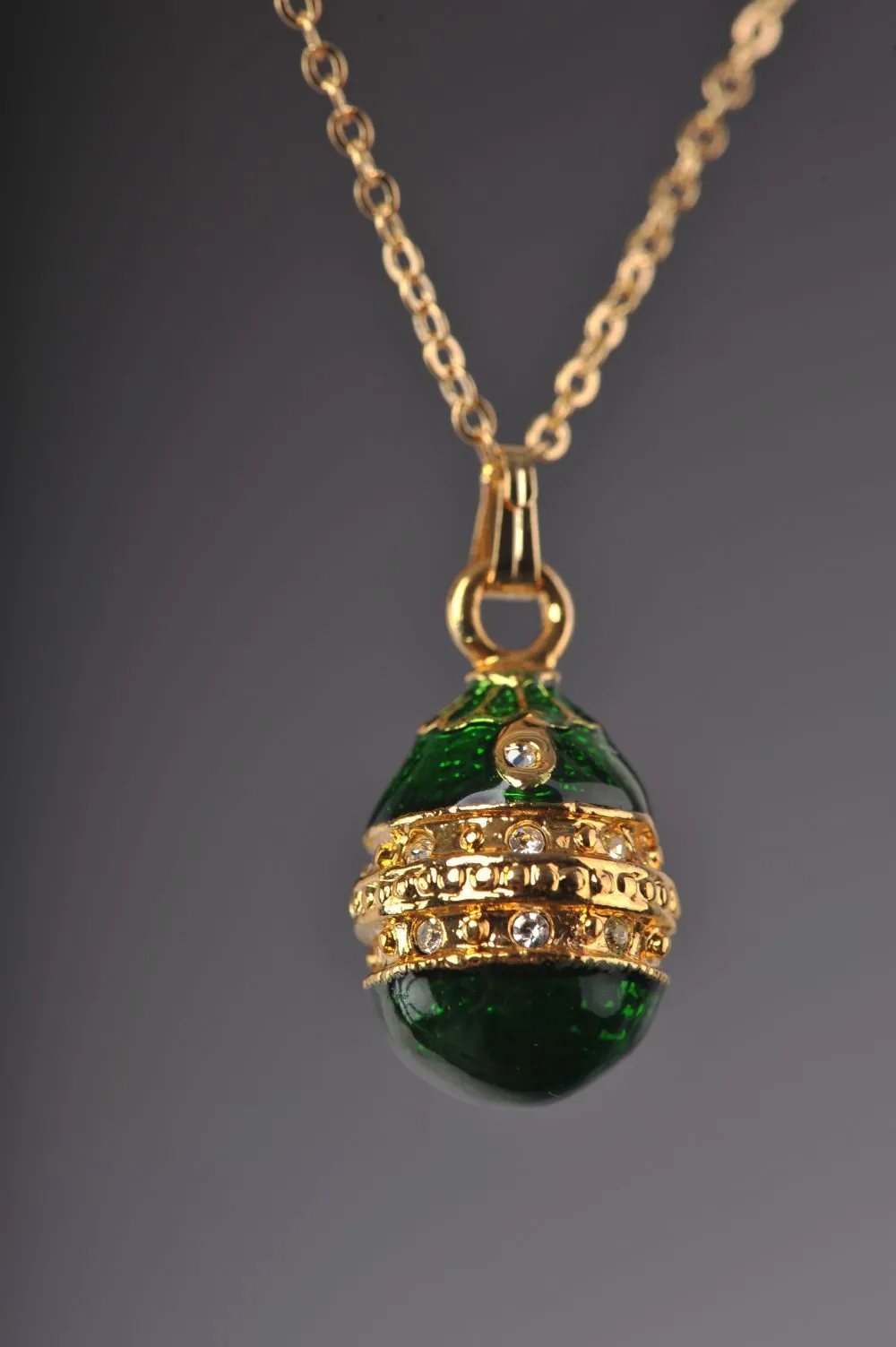 Green & Gold Egg Pendant Locket Necklace