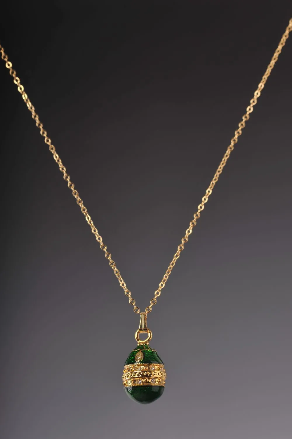 Green & Gold Egg Pendant Locket Necklace