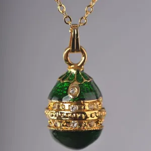Green & Gold Egg Pendant Locket Necklace
