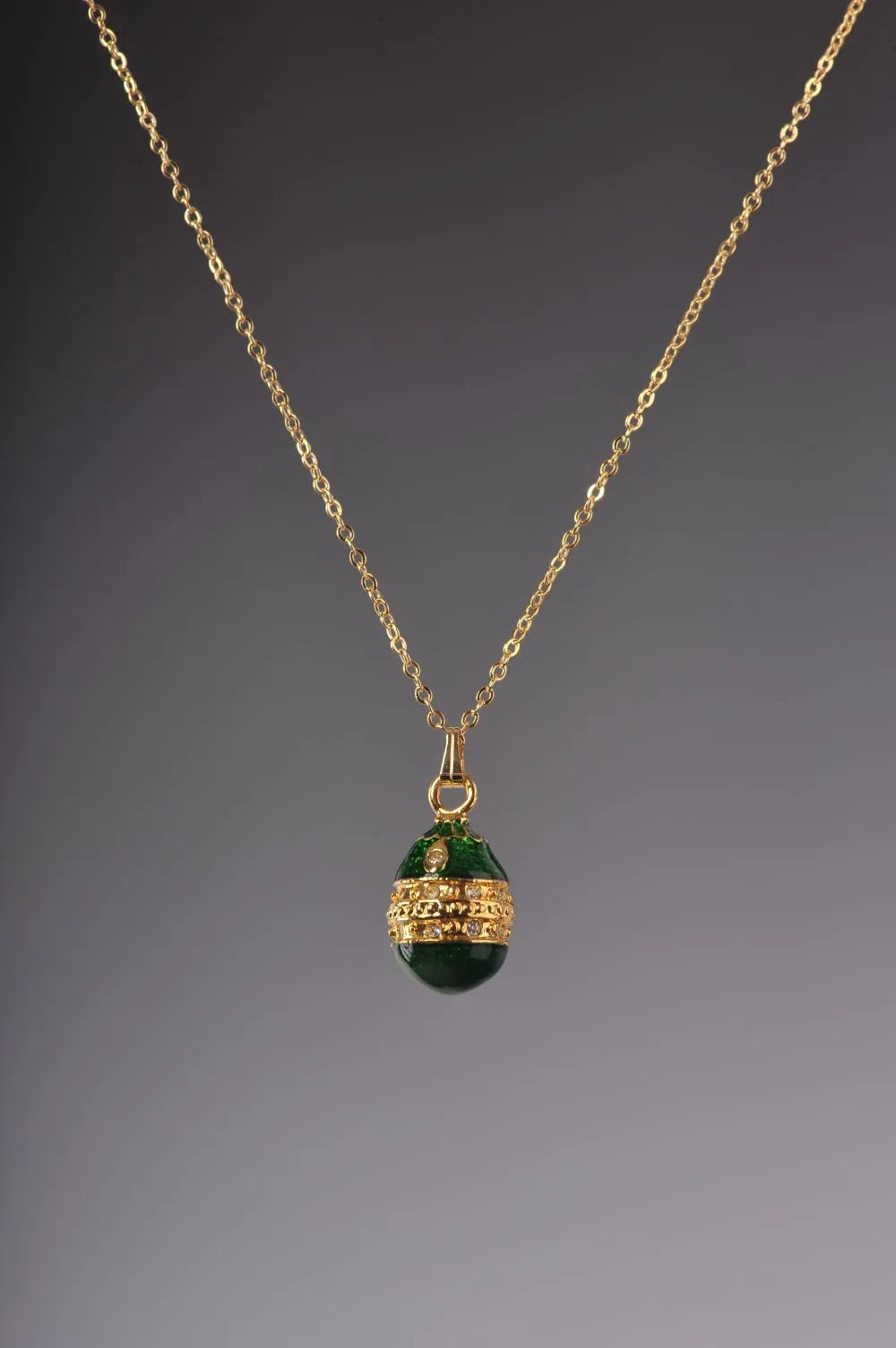 Green & Gold Egg Pendant Locket Necklace