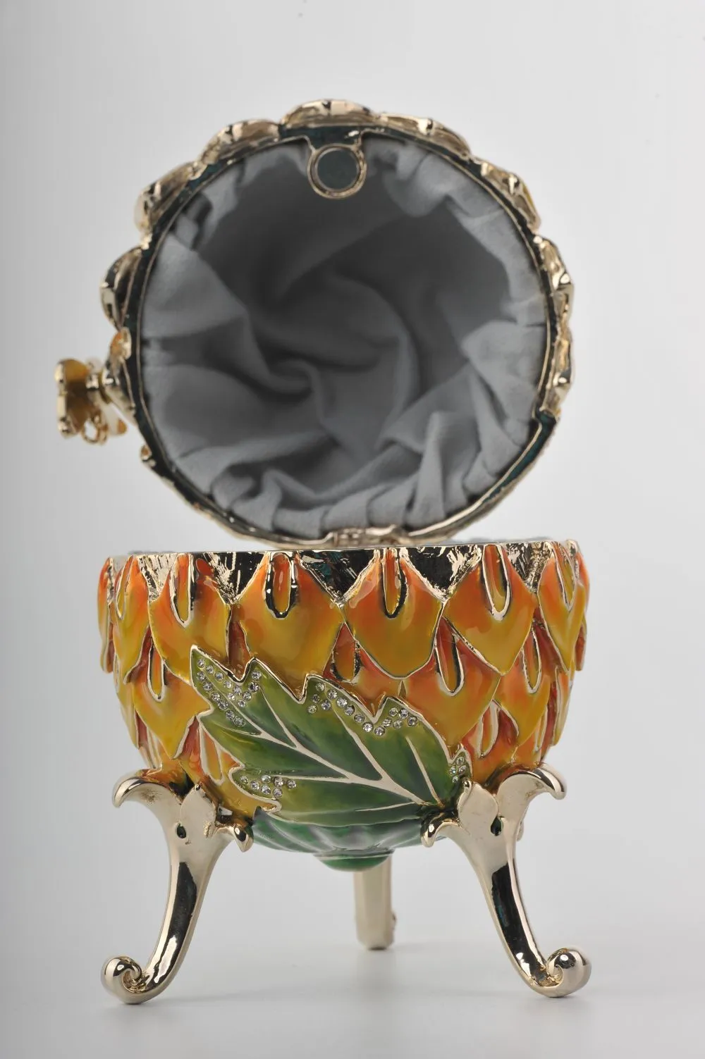 Green & Yellow Faberge Egg with Blue Butterflies