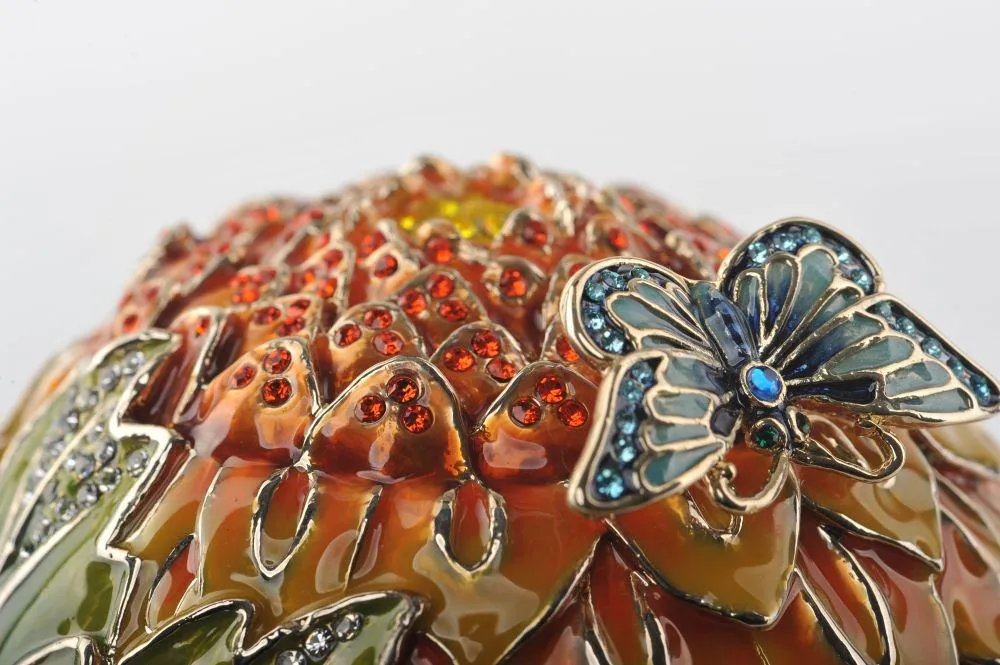 Green & Yellow Faberge Egg with Blue Butterflies