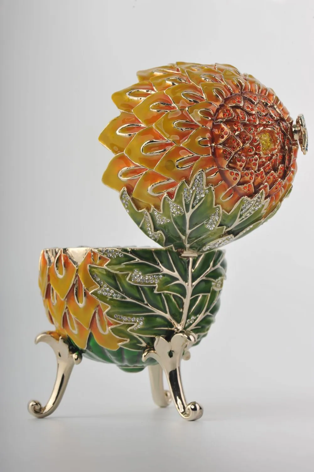 Green & Yellow Faberge Egg with Blue Butterflies