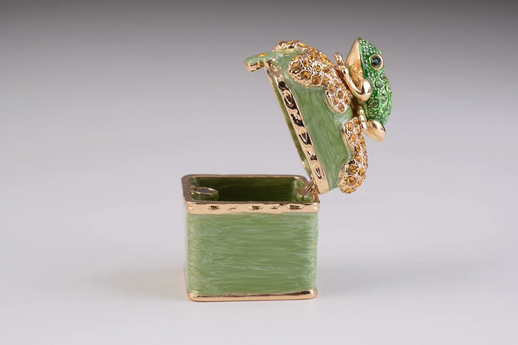 Green Box with Frog Trinket Box