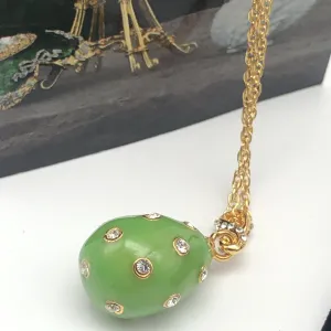Green Egg Pendant Gold Necklace