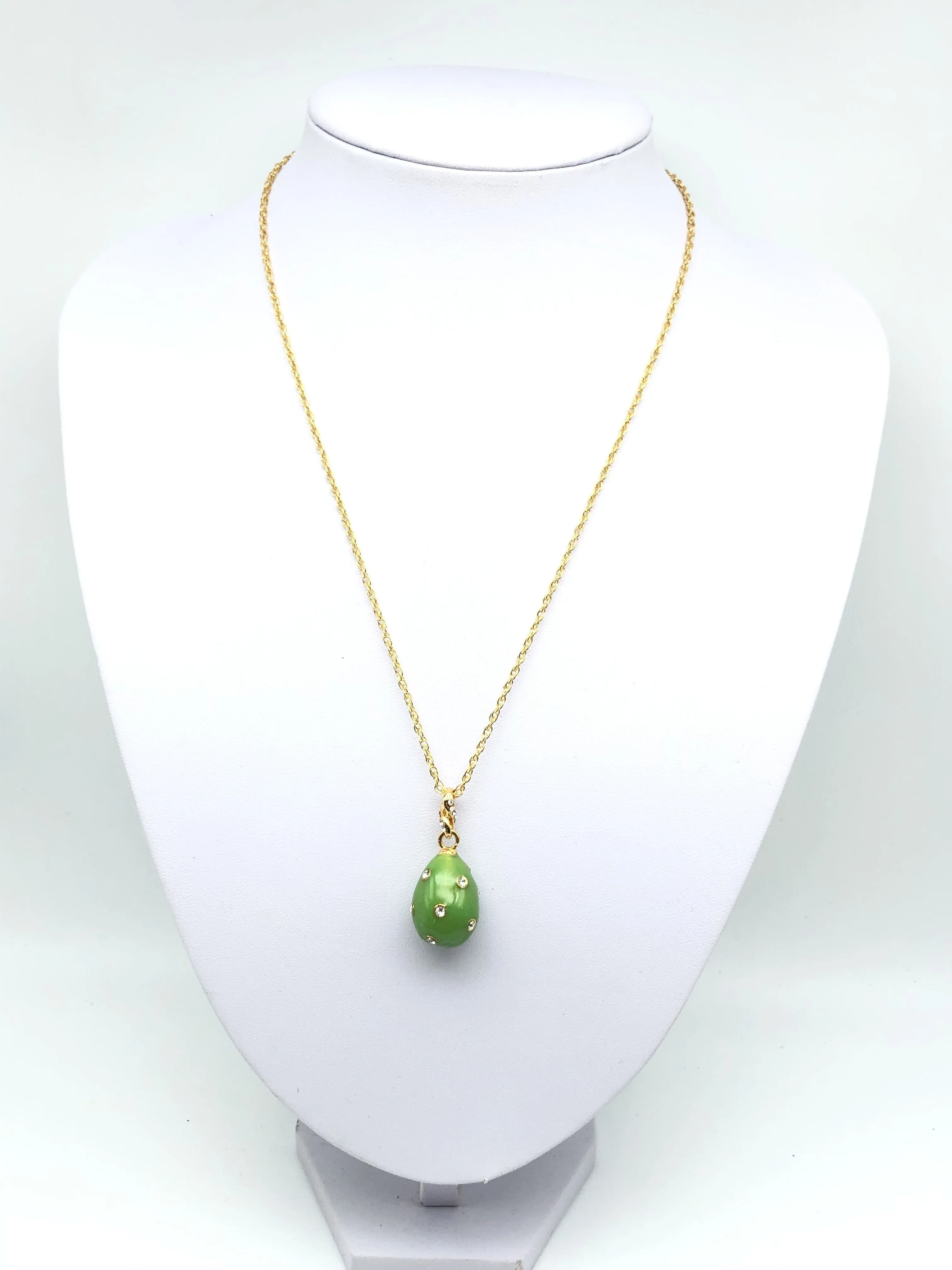 Green Egg Pendant Gold Necklace