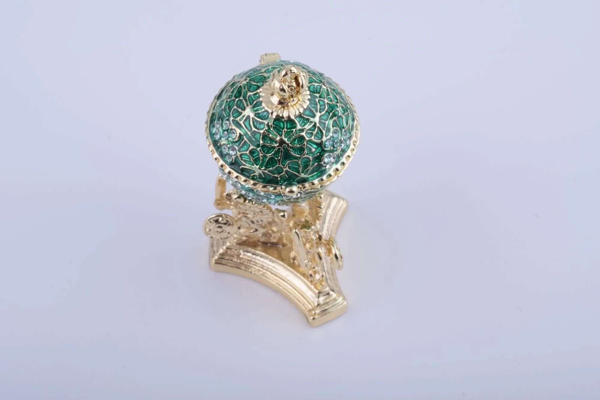 Green Faberge Egg with a Golden Frog Inside