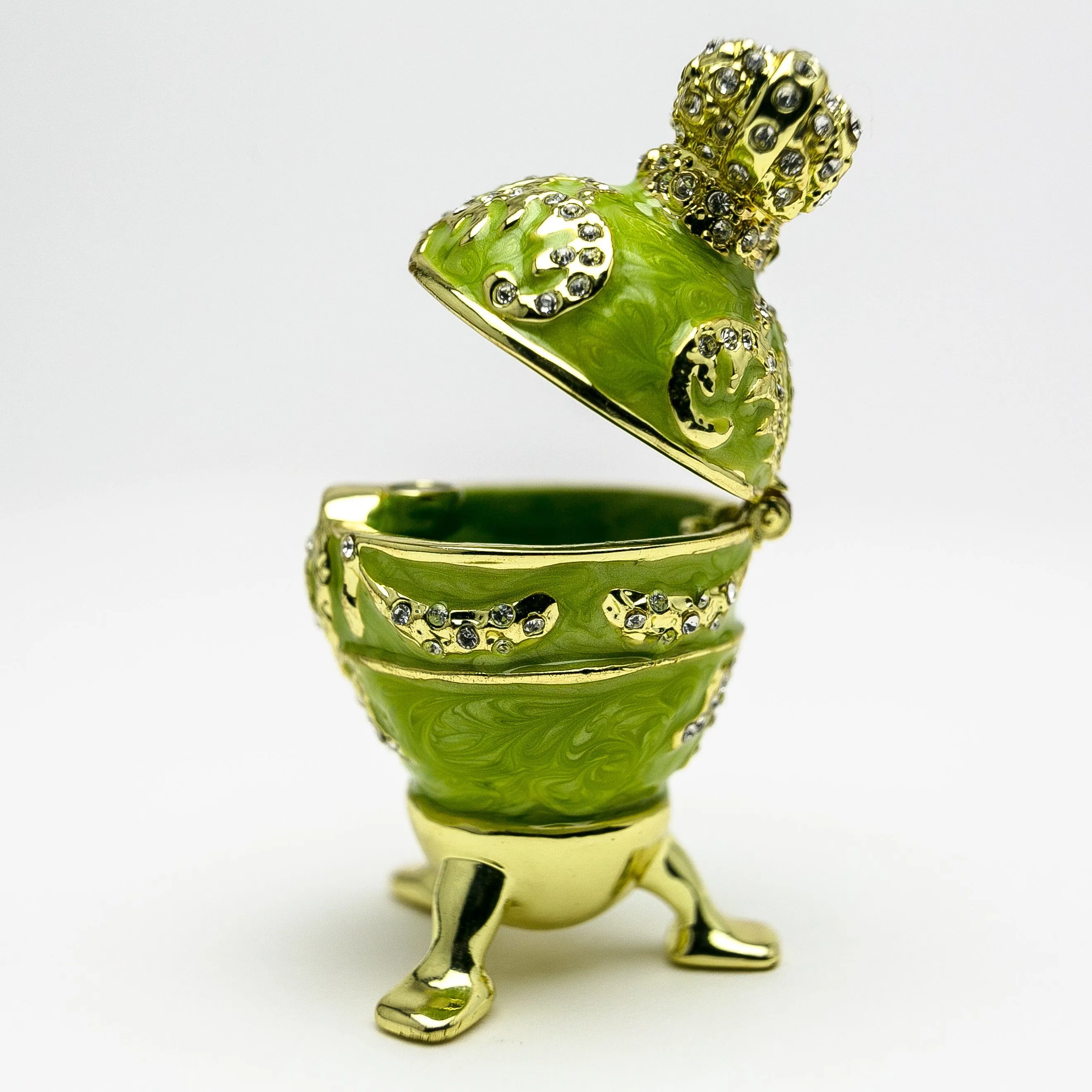 Green Faberge Egg with Heart on Top