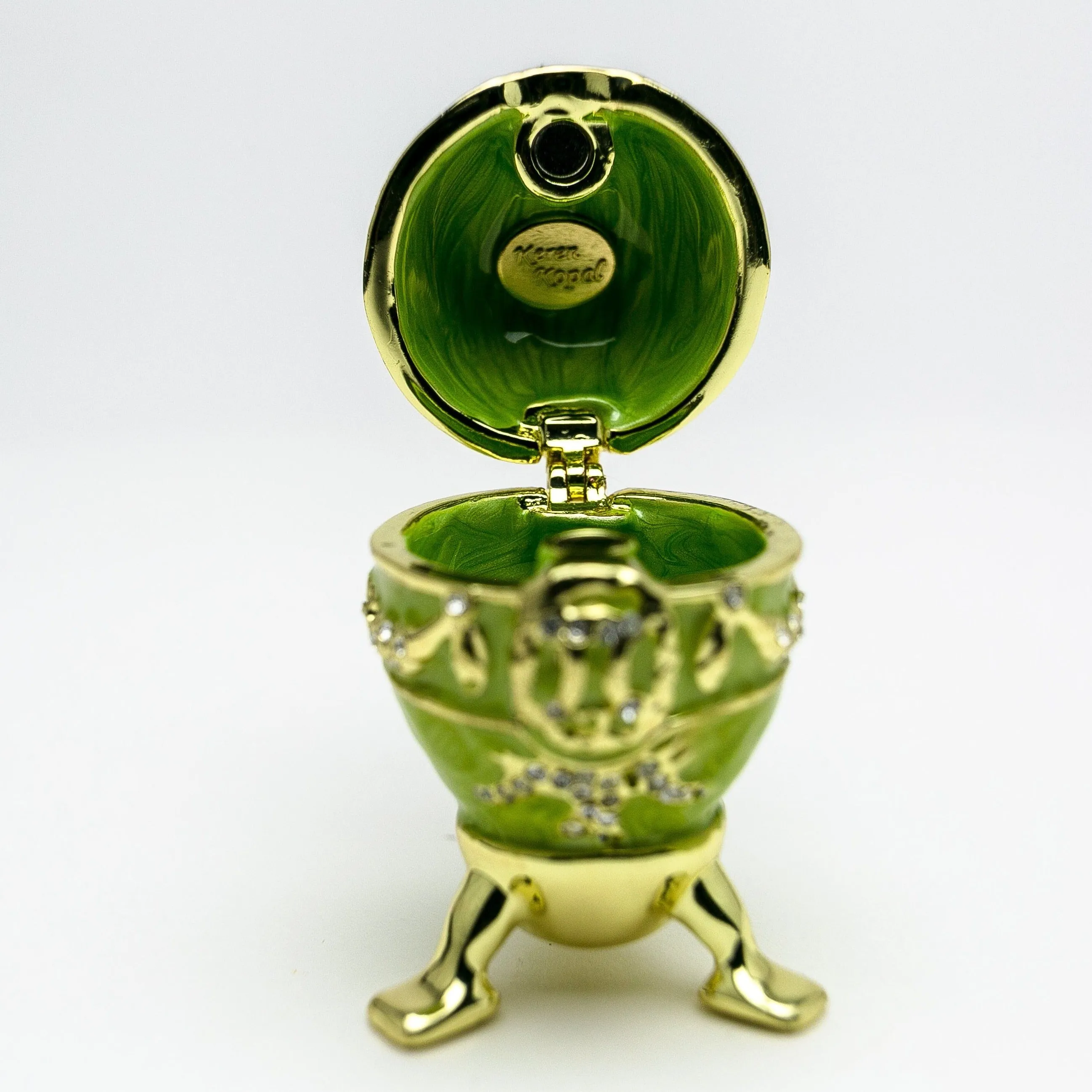 Green Faberge Egg with Heart on Top