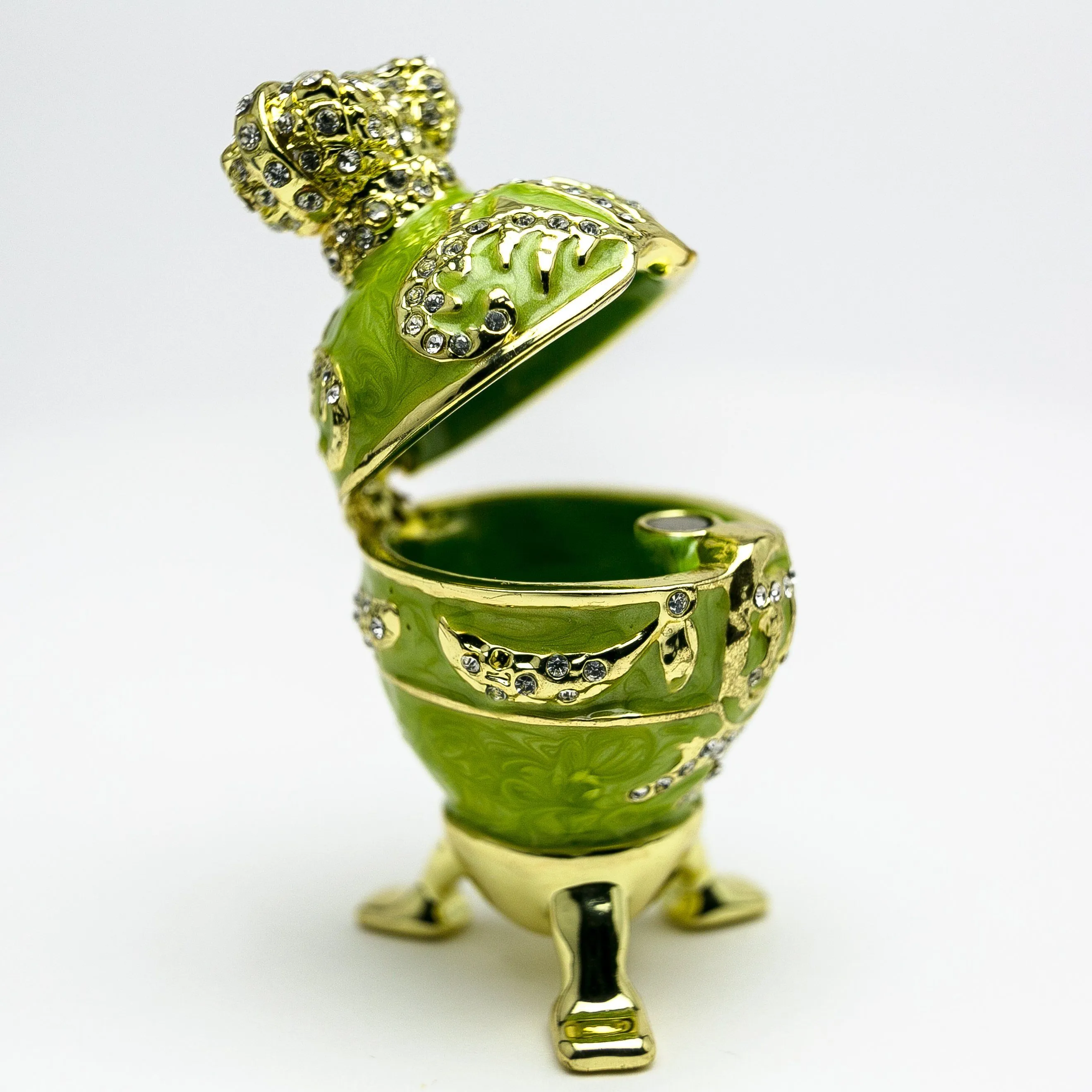 Green Faberge Egg with Heart on Top